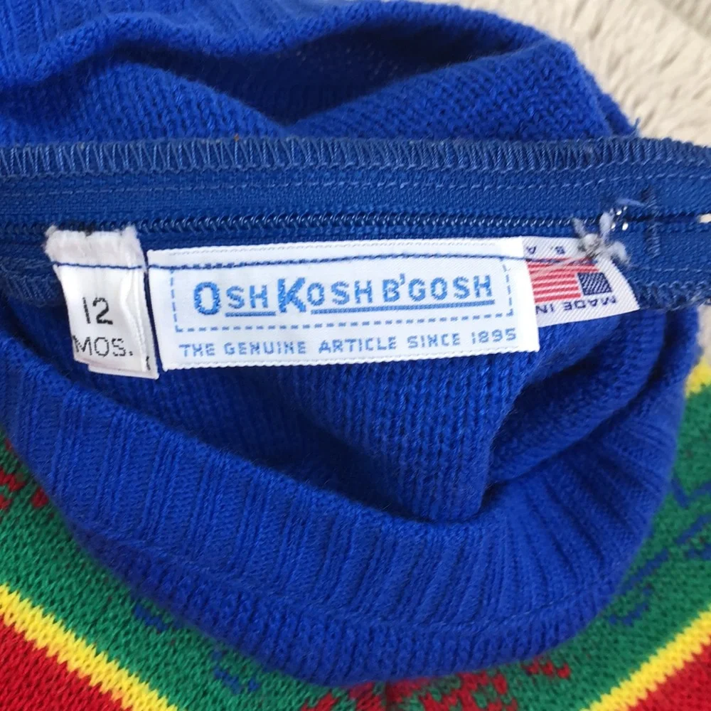 Vintage Osh Kosh Hooded Zipper Sweater Truck Knit